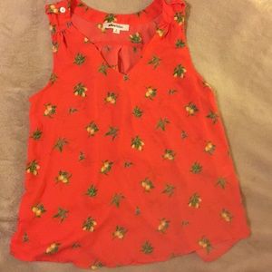 Stitch fix  Lemon print coral top